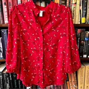Joie Red Floral Blouse